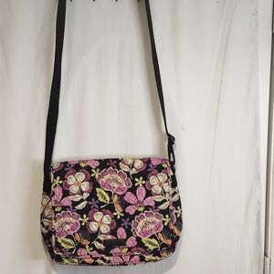 Vera Bradley Pirouette Pink Floral Quilted Messenger Crossbody Shoulder Bag